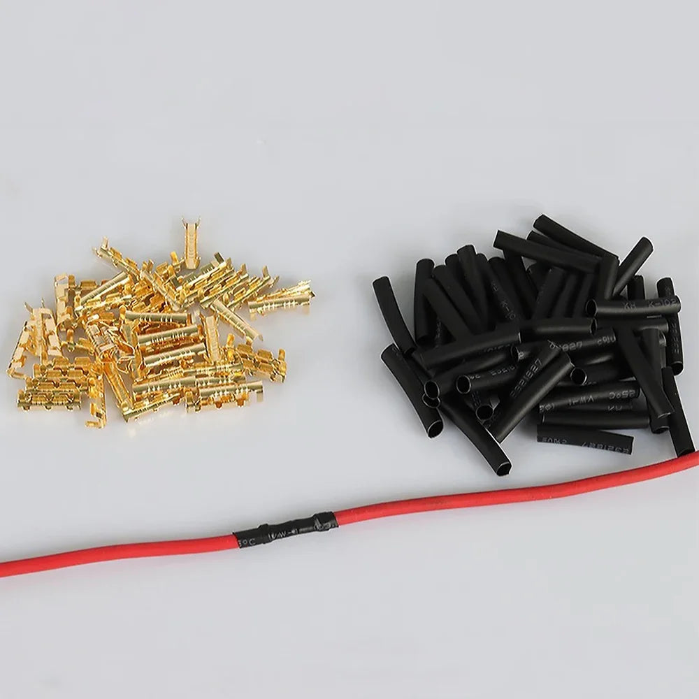 Copper Electrical Wire Connectors Set U-Shaped Crimp Terminals for Fast Wiring Cable Lock 0.5-1.5mm² with Heat Shrink Tube Kits