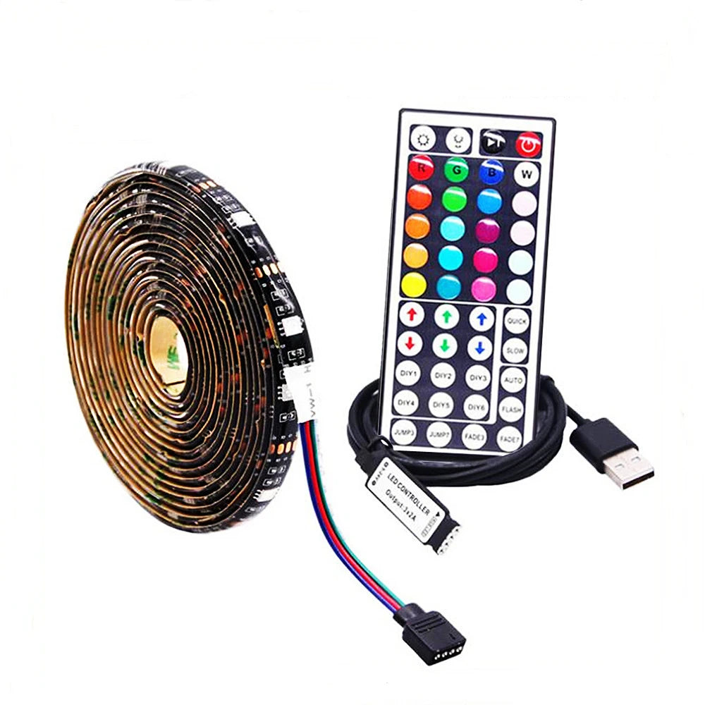 5V USB RGB LED Strip Light Remote Control 5050 30LED/m 5m 10m Lights Tape TV Backlights Home Decoration 0.5/1/2/3m Black PCB