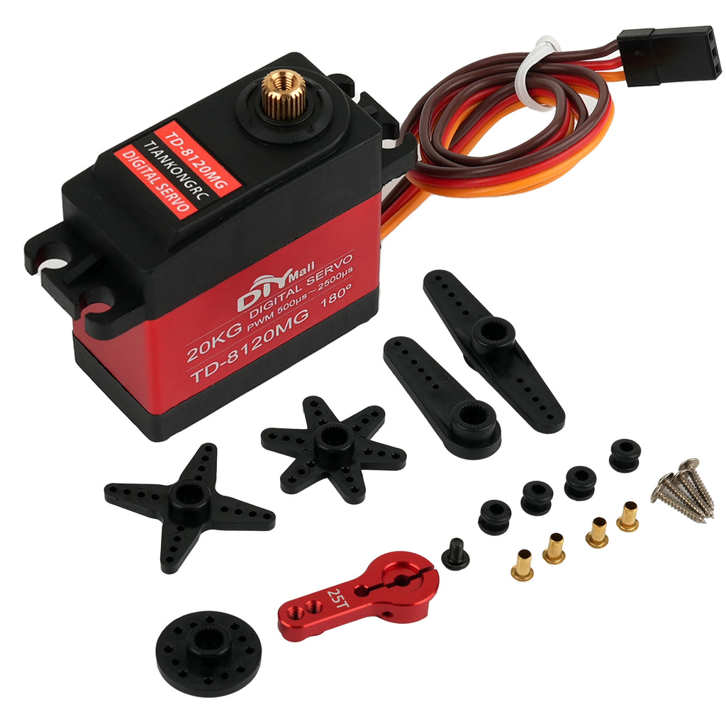Digital Servo 20kg Waterproof Metal Gear High Torque 180/270/360 Angle For RC Car Remote Control Car Model Vehicle Toy TD-8120MG