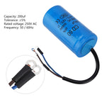 CD60 Run Capacitor with Wire Lead 250V AC 200uF 50/60Hz for Motor Air Compressor