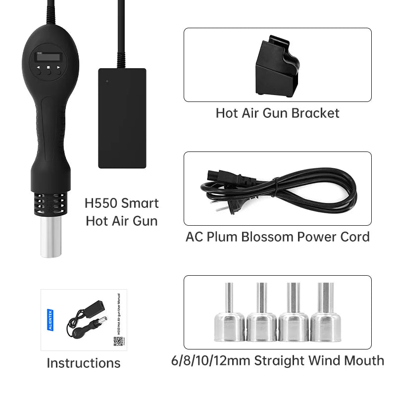 ALIENTEK H550 Hot Air Gun Adjustable Handheld Heat Gun 550W Electric Digital Temperature Heating Fast Soldering Station Tool