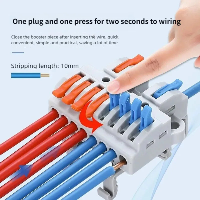 Wire Connector Electrical Cable Terminals Blocks Universal Quick Conductor Splitter Push-in LED Tool Mountable Rail Junction Box