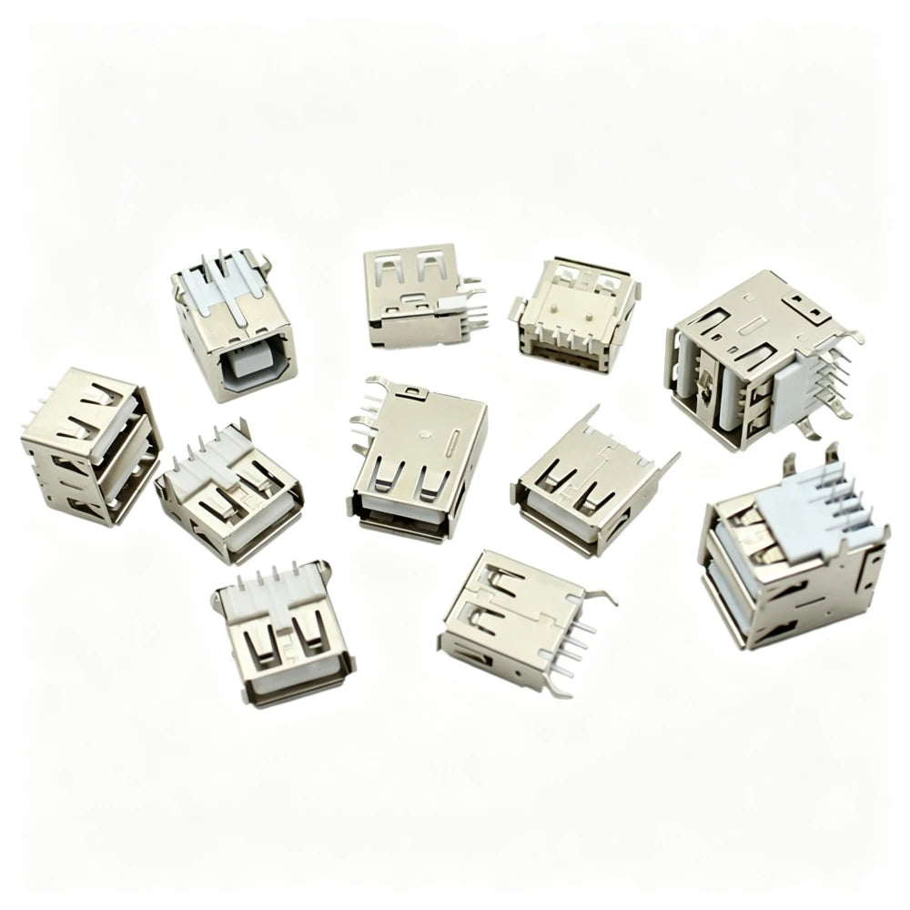 5PCS USB Interface Socket Type A Standard Port Female Male Solder Jacks Connector DIP Straight Vertical Bend Needle PCB Socket