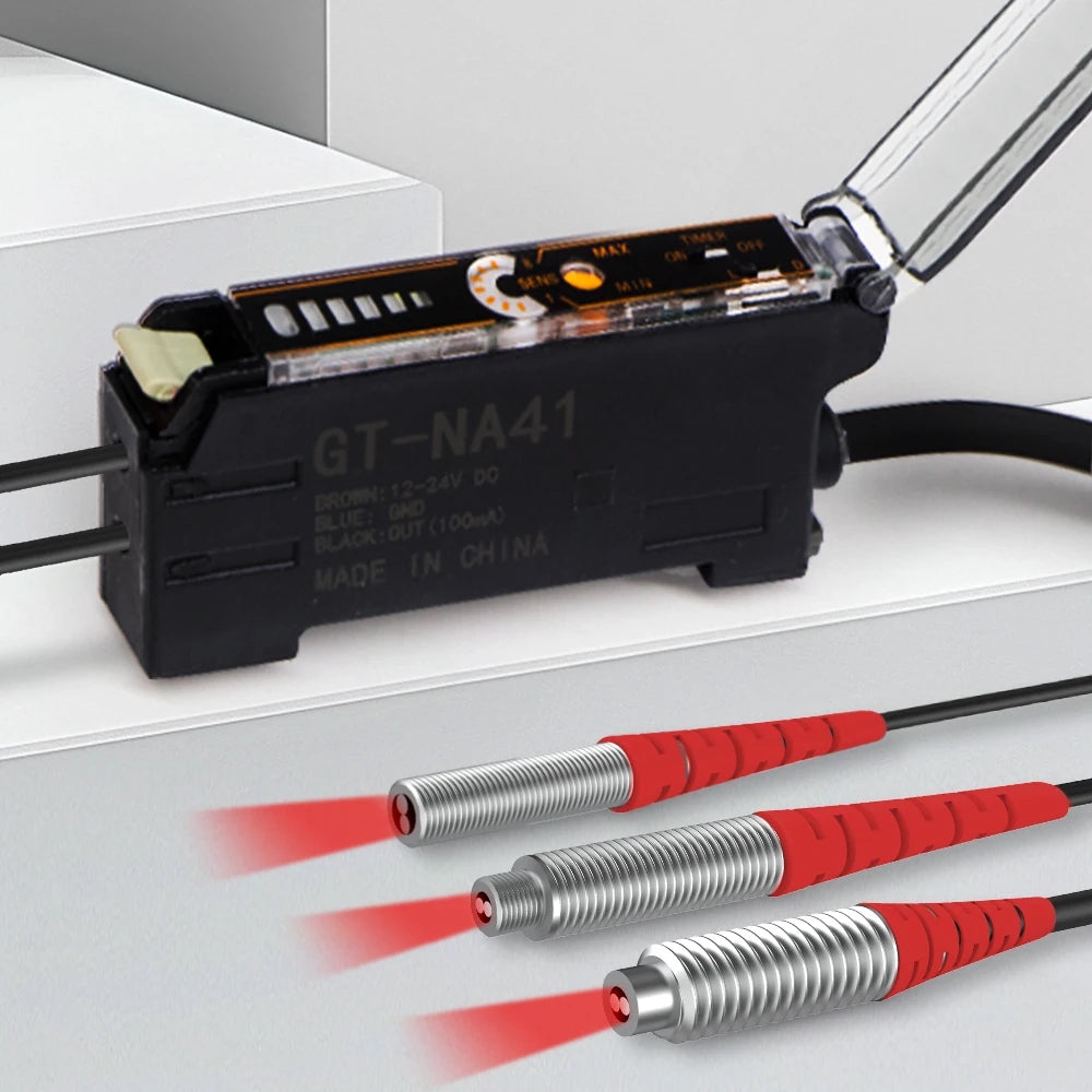 GTRIC Fiber Optic Sensor Amplifier,10-30V DC 3-wire PNP NO/NC NA41 ,Coaxial Non-coaxial Diffusion Optical,Photoelectric Sensor