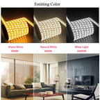 120LED/m LED Strip Light 220v Flexible&10cm Cuttable Soft Lamp Bar 2835 Tape Adhesive EU Plug Vanity Cabinet Wardrobe Home Decor