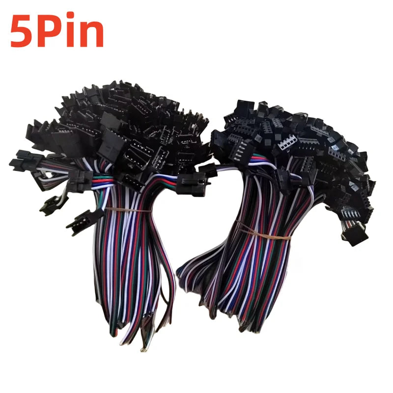 100Pairs 2pin/3pin 4pin 5pin 6Pin JST Male To Female Led Connector 15cm Wire for 2811 5050 RGB RGBW RGBCCT Led Strip Lamp Driver