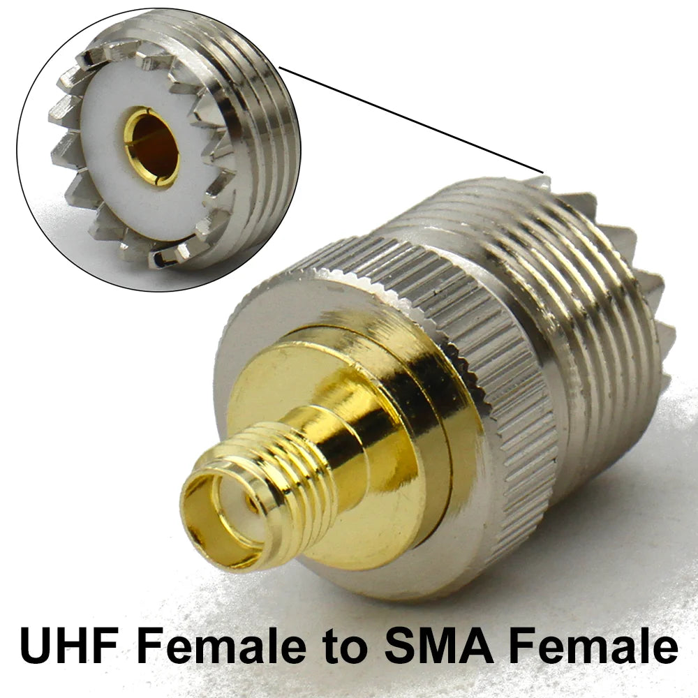 UHF to SMA Connector SO239 PL259 Male Plug & Female Jack 4Hole Flange RF Adapter Straight Brass for CB Radio/Walkie Talkie