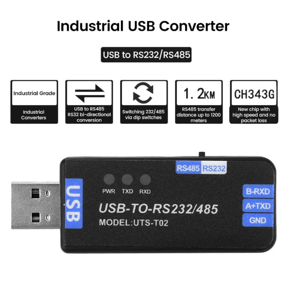 USB-to-RS485/RS232 Communication Module, Bidirectional Half-Duplex Serial Port Converter Communication Module, USB Interface