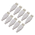 10Pcs White 4 Pin USB Type A Male Female Soldering Plug Socket Connector With Plastic Cover Type-A DIY Kits