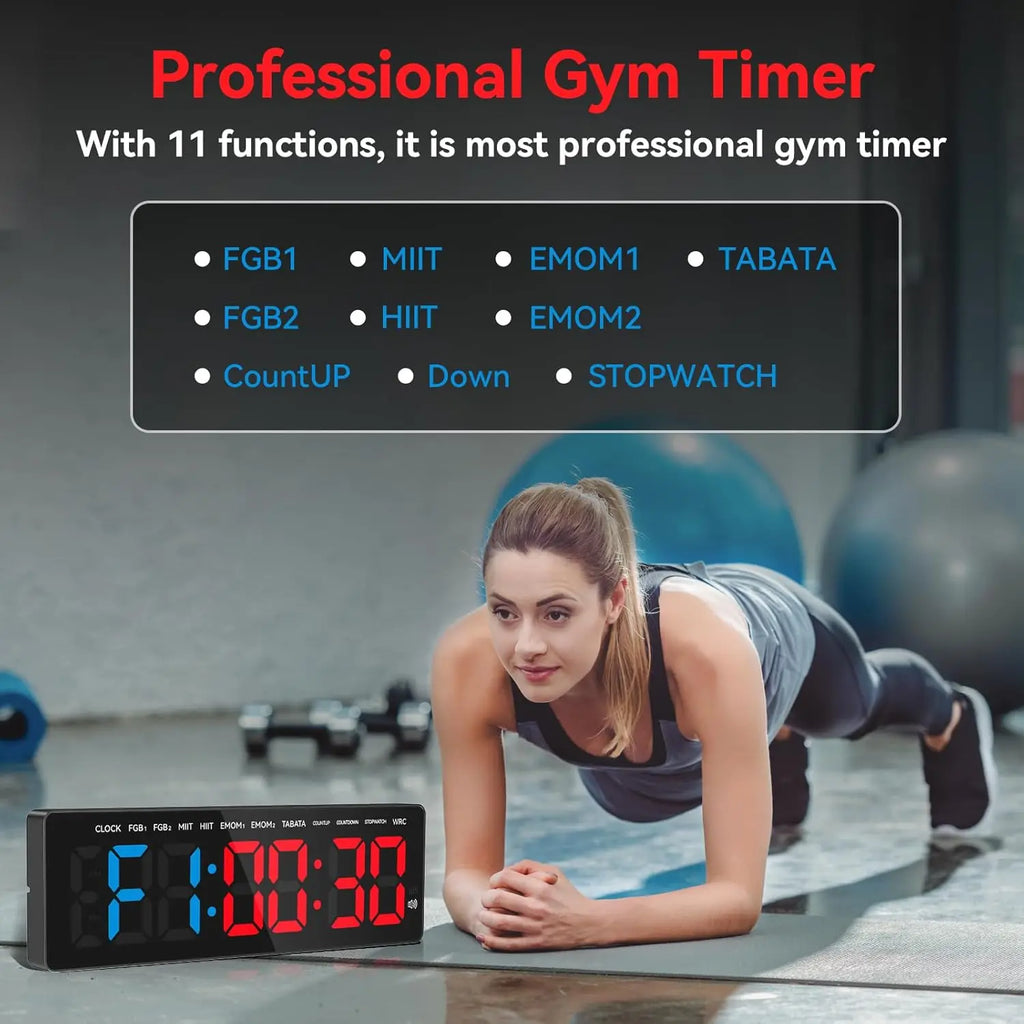 Gym Timer 3.5" Large LED Display Wall Clock Gym Interval Workout  Count Down & Up  Stopwatch Digital Timer for Fitness Home