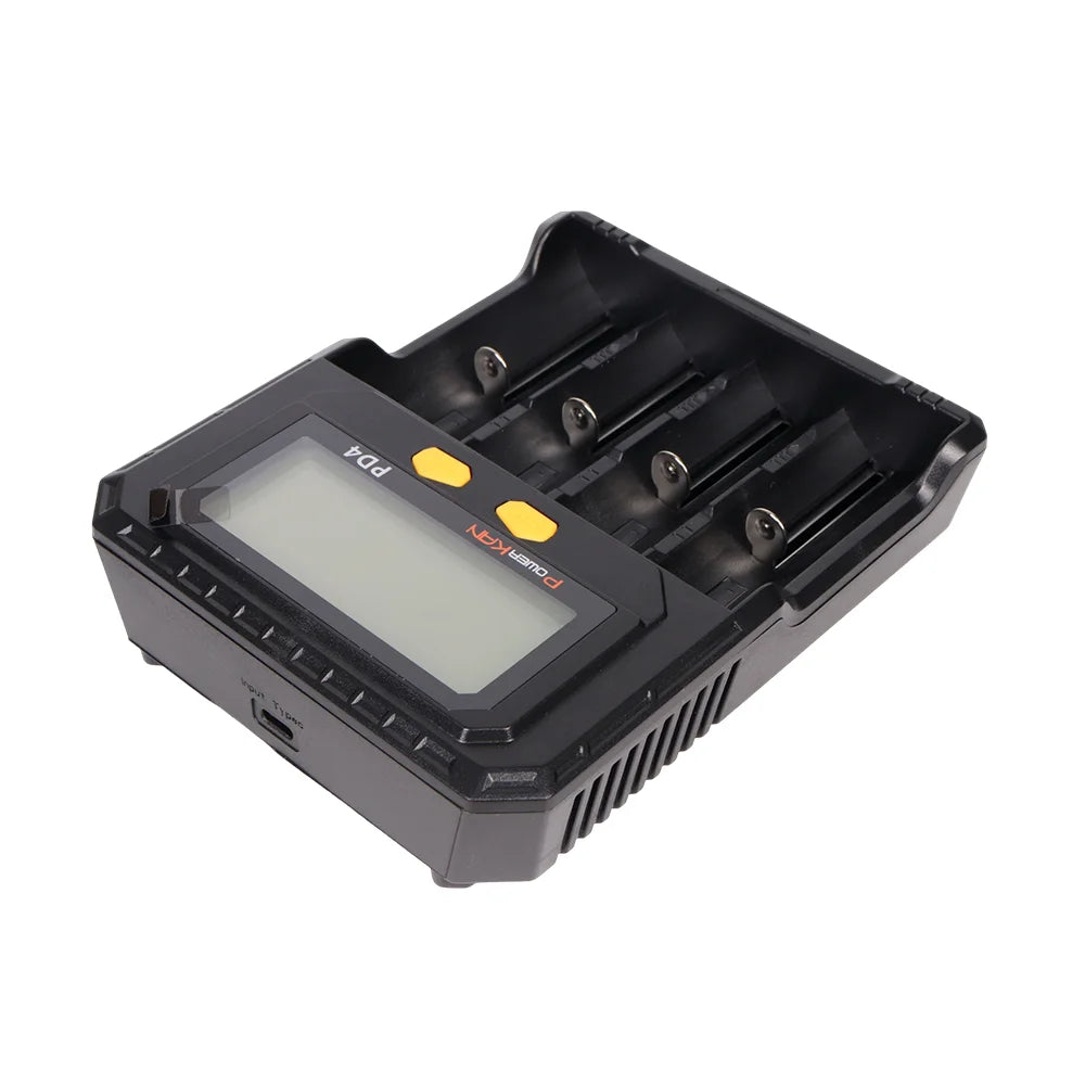 POWERKAN PD4 Smart Battery Charger with LCD Display Capacity Test for 18650 21700 26650 Li-ion Ni-MH Rechargeable Batteries