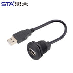IP67 Waterproof Threaded Type EP Panel Board Female to Male Front Mounted USB 2.0/3.0 Socket Adapter Circular Aviation Connector