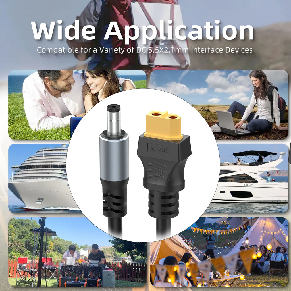 XT60 Female/Male Connector To DC5521 Male Adapter Power Cable 16AWG Solar Panel Connection Home Car Battery Charging Adapter
