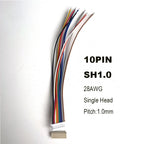10 Sets JST SH 1.0mm Wire Cable Connector SMD Horizontal Socket 28AWG 100mm 2P 3P 4P 5P 6P 7P 8P 9P 10P Terminal