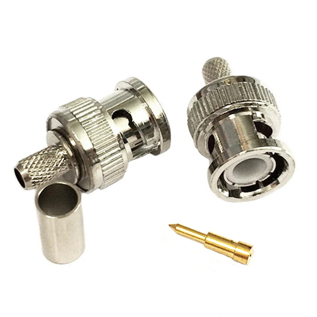 1/5pcs/lot Bnc Male Rf Connector Plug Crimp For Rg58 Lmr195 Cable Straight Nickelplated 50ohm Wholesale