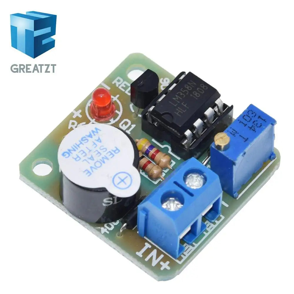 12V LM358 Accumulator Sound Light Alarm Board Buzzer Prevent Over Discharge Controller Module Without Overvoltage Protection