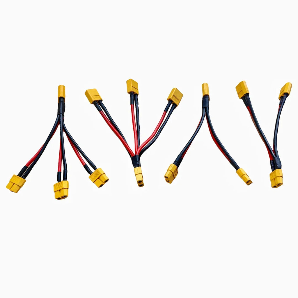 XT60 Parallel Battery Connector 3-Way 12AWG Silicone Wire Male/Female Dual Extension Y Splitter 100mm for Battery Charger Motor