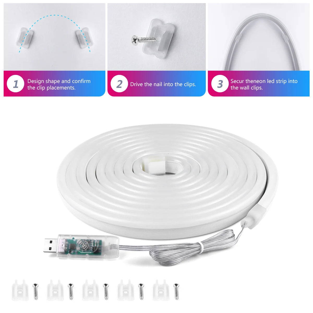 Smart Bluetooth Colorful RGB LED Strip Neon Light 1M 2M 3M 5M With 5V USB Remoter LED Dimmer Night Room Table Cabient Lamp Decor