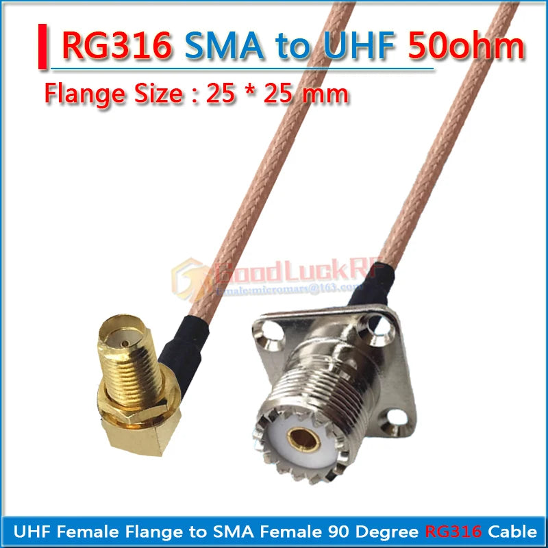 Kit Set PL259 SO239 SL16 UHF Female Flange to SMA RP-SMA RP SMA Male Female 90 Degree 4 Hole 25 * 25mm Pigtail Jumper RG316 Cabl