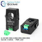 420mA Split core current transmitter QNDBK2-24 AC 50A 100A 20A 30A ct clamp current transformer current sensor 4 20mA