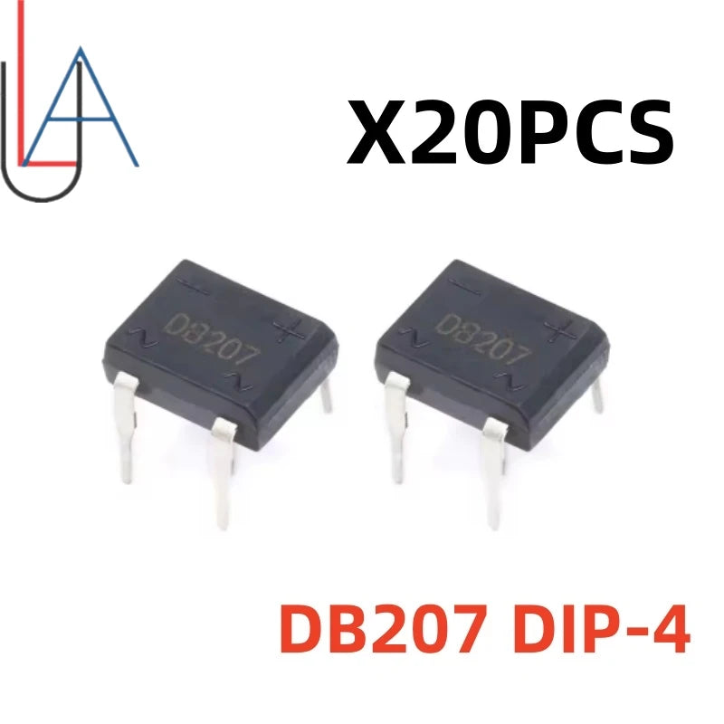 20PCS LUASAMIROB DB207 Bridge Rectifier DIP4 1000V 2A DB207S Power Diode Rectifiers Electronic Components IC