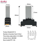 EARU Digital Time Relay 0.1s-990h Multi-Mode Power On Off Delay Cycle Timer AC DC 24-240V 2NO2NC with Base Socket