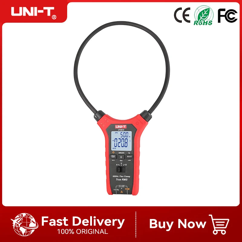 UNI-T UT281D Flexible Rogowski Coil Clamp Meter True RMS High Precision Max 6000A AC Current Measuring Instrument