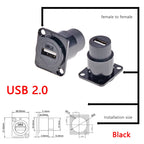 1pc Metal D Type Module RJ45 CAT6&USB 2.0/3.0&Type C&HDMI-Jack Socket Through Network Panel Mounting Electronic Connector