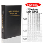 0201 0402 0603 0805 1206 FR-07 SMT 170 Values 0R-10M Smd Sample Book 5% Resistor Kit Smd Book Chip Resistor Assortment Kit