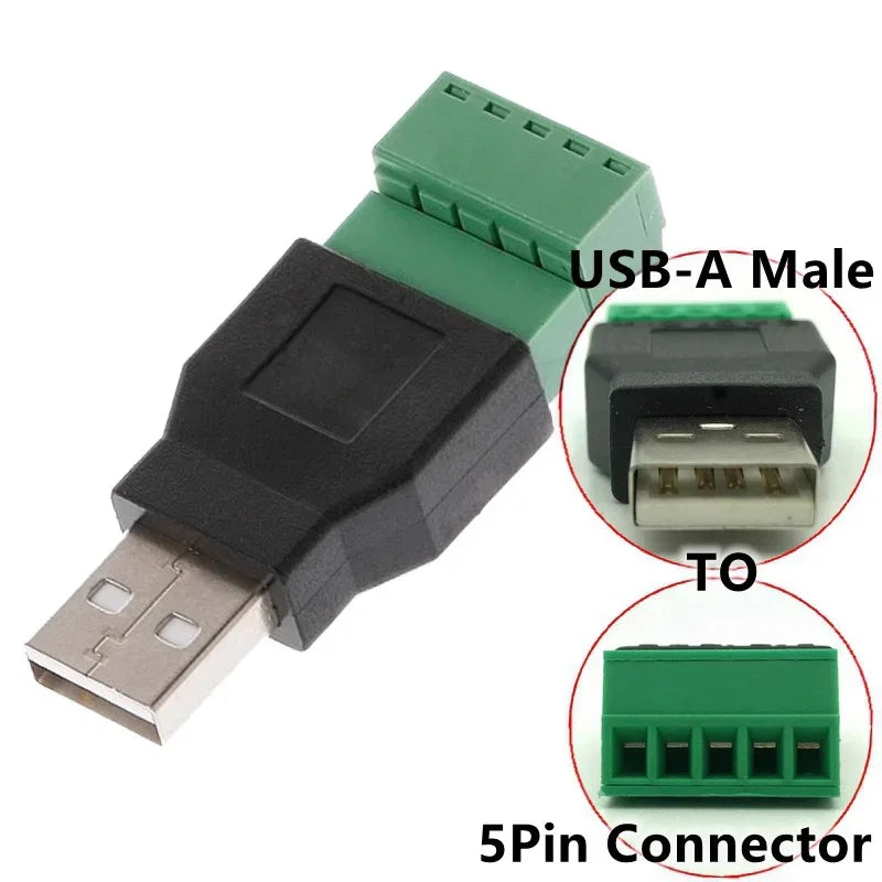 USB Male/Female 5 Pin Phone Keyboard Mouse Connector with Shield Screw Terminal Jack 2.0 Type A Plug