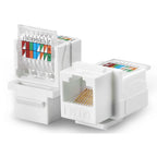 Linkwylan 6pcs RJ11 RJ45 Toolless Cat3 Cat5e Cat6 Keystone Jack No Punch-Down Tool Required Module Coupler White