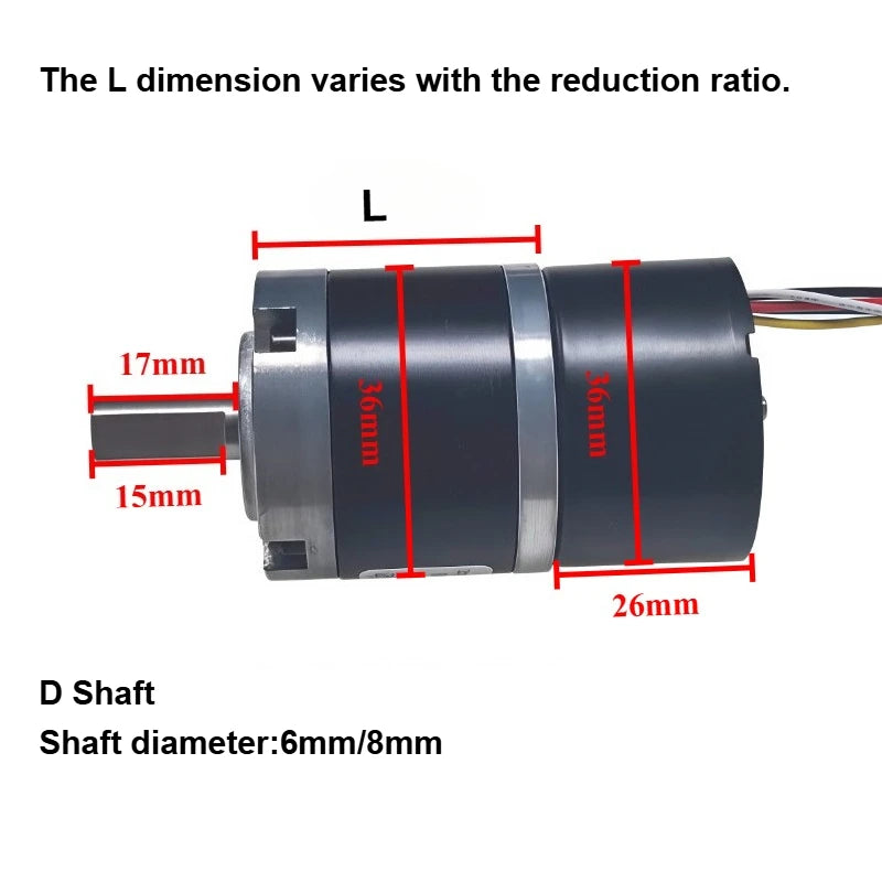 36-3626 Miniature DC Brushless Planetary Gear Motor 12v/24v High Torque Low Noise Built-in Hall Sensor