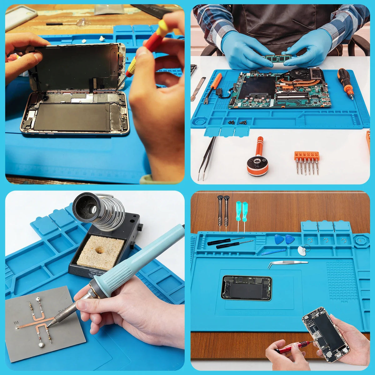 45x30cm Silicone Soldering Mat Heat Resistant Large Anti Static Magnetic Electronic Repair Work Mat Cell Phone Laptop Repair Pad