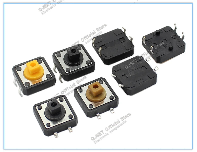 20 Pcs Tactile Pushbutton Switch 12*12*7.3MM Micro Switch Pushbutton A14 A24 Pushbutton Cover 12x12x7.3MM Square Head Pushbutton