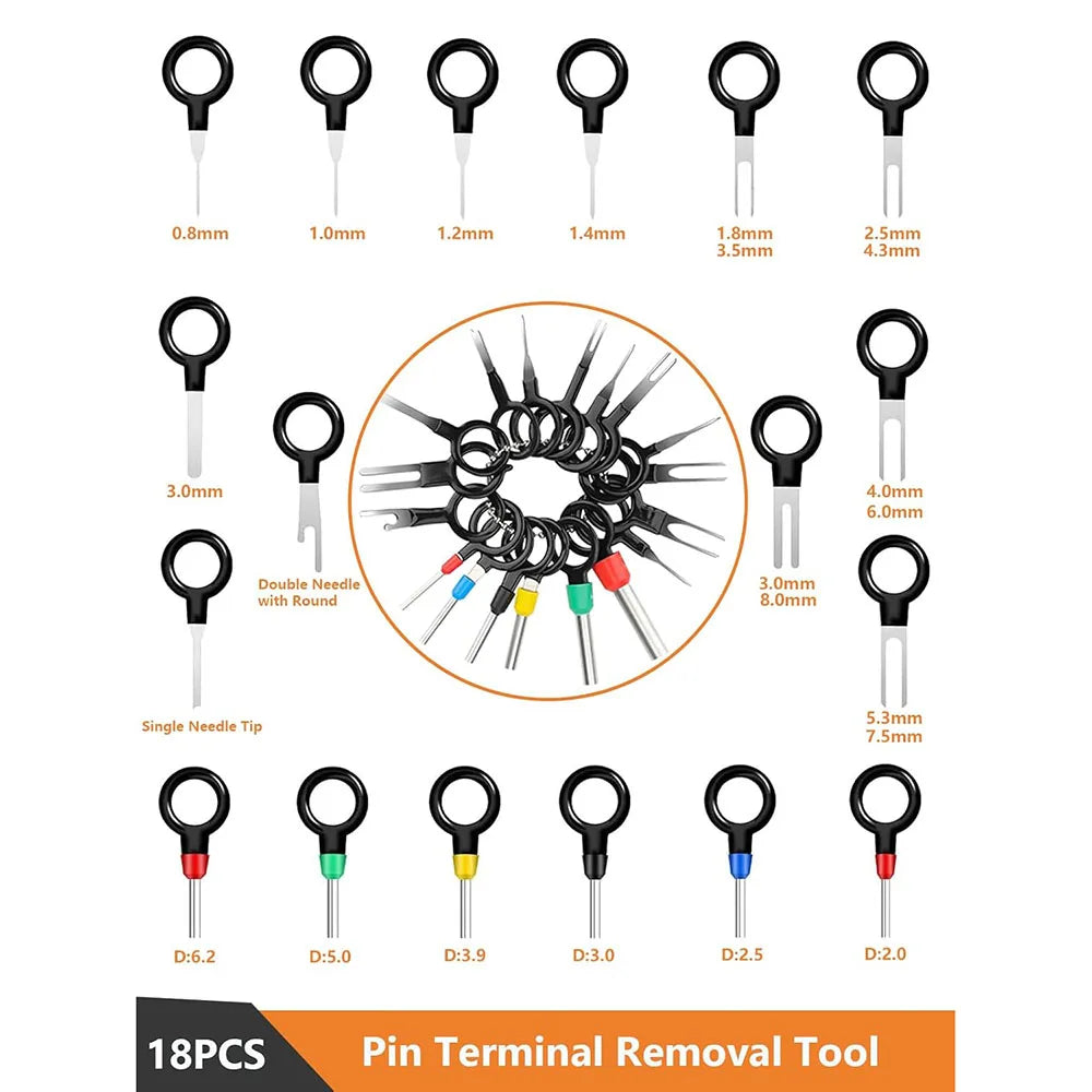660pcs Pin Connector 1/1.5/1.8/2.2/2.8/3.5/4.8/6.3mm Automotive Wire Terminal Male and Female Non Insulated Plug Disassembly Kit
