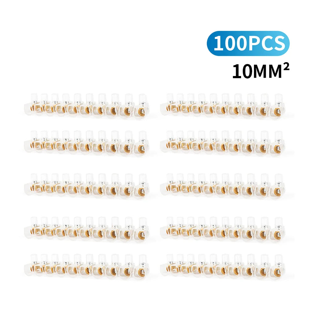 Dual Row 10-Position Terminal Block: White Screw Electric Barrier Strip with Self-Extinguish Feature, 380V Rated