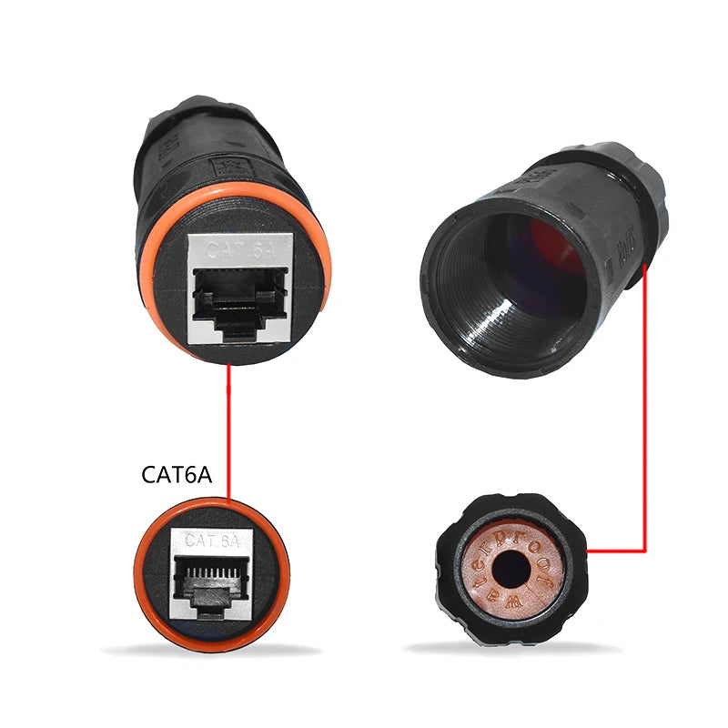 CAT6/CAT6A/CAT7 RJ45 Waterproof Connector RJ45 Ethernet/Network Connector, Straight-through Outdoor Broadband