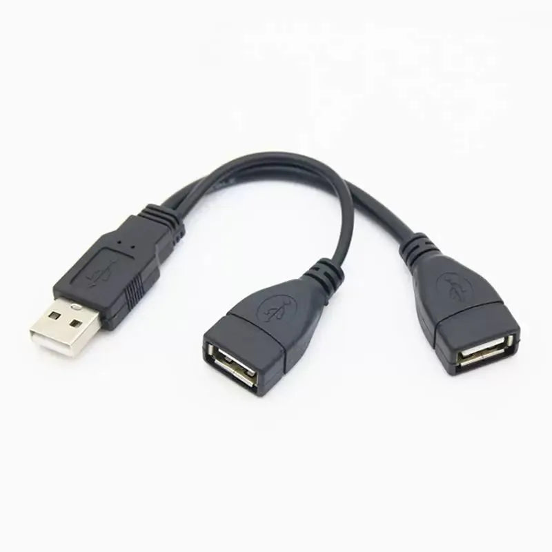 USB 1/2 to 1 Male/2 Female Three Head Data Cable 2-in-1 Dual Female Port Car Charging Extension Data Cable