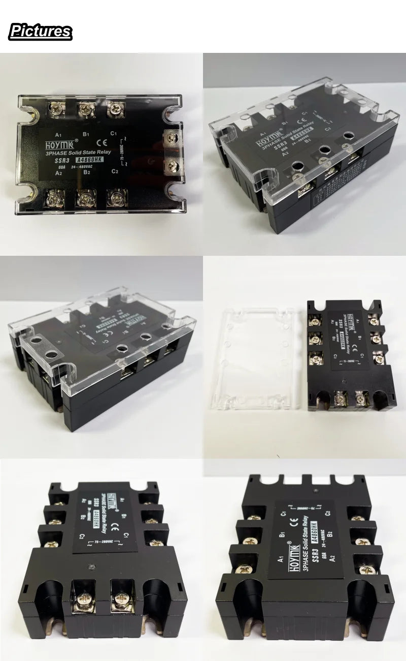 3 Phase Solid State Relay AC to AC 75-280V Input 24-480V Load 110 Volt Power Rele 220V 230V Voltage Control Relay 10-100A