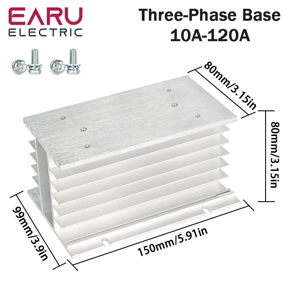 1Pcs 10A-200A New Single Phase Three Phase Solid State Relay Module Heat Sink SSR DA AA DD Aluminum Fins Radiator Din Rail Mount