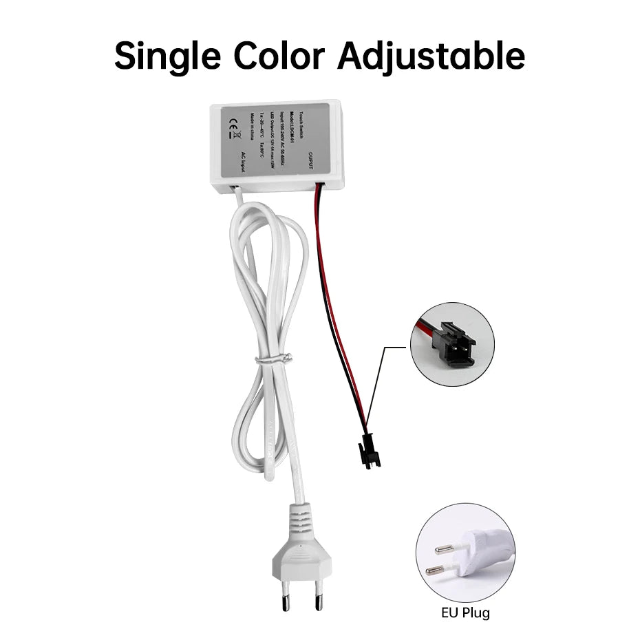 Bathroom Mirror Touch Sensor Switch AC110-220V to DC12V 1A with Infinite Dimming Control for Makeup Mirror Backlight Decoration