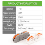 25/50/100PCS Lever Wire Connector 2 Pin 1 in 1 out Splicing Terminal Blocks Led Strip Lighting Home Electric Quick Connectors