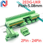 2EDG-UKR-5.08mm Rail Mounted Plug-in Terminal Block Connector 2EDG 5.08mm 2P 3P 4P5P-24Pin Screw Free Guide Rail Docking KD Plug