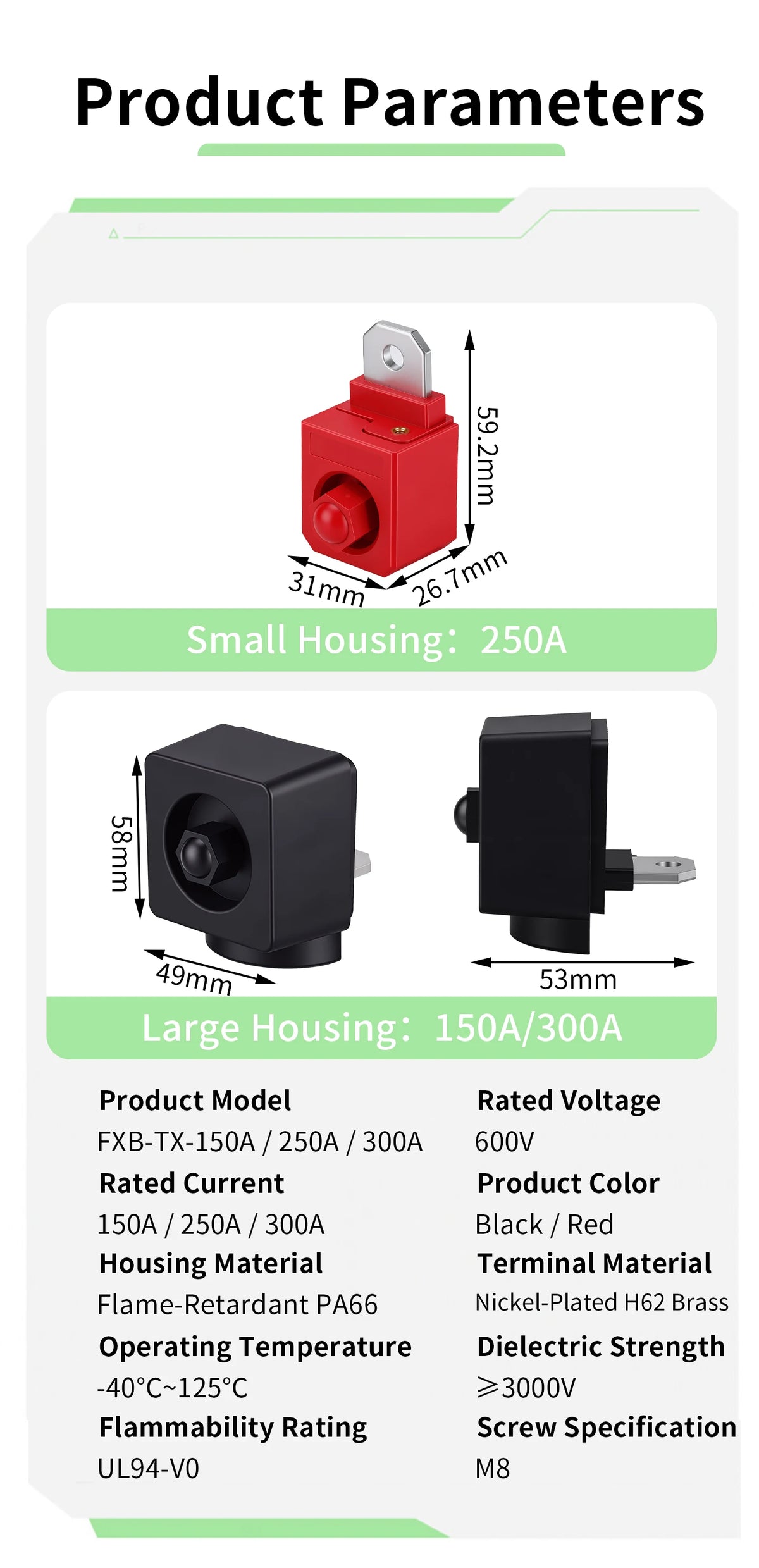 M6 M8 High Current Energy Storage Terminal All Copper Binding Post 150A 250A 300A Lithium Battery Inverter Terminal Connectors