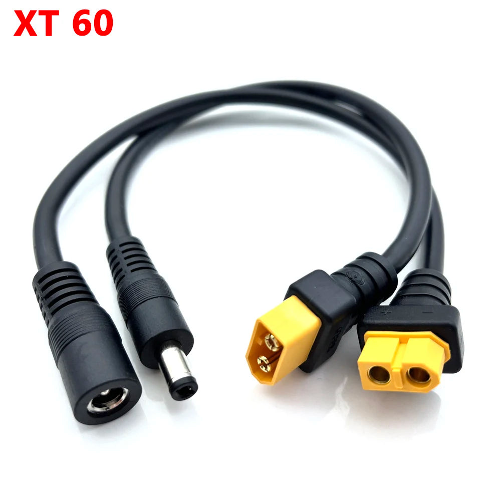1pcs 10A Ultra-soft XT60 Plug Male Female Connector to  DC 5525/DC5521 Power Cable for Fly Multirotor Field Repairs Apply