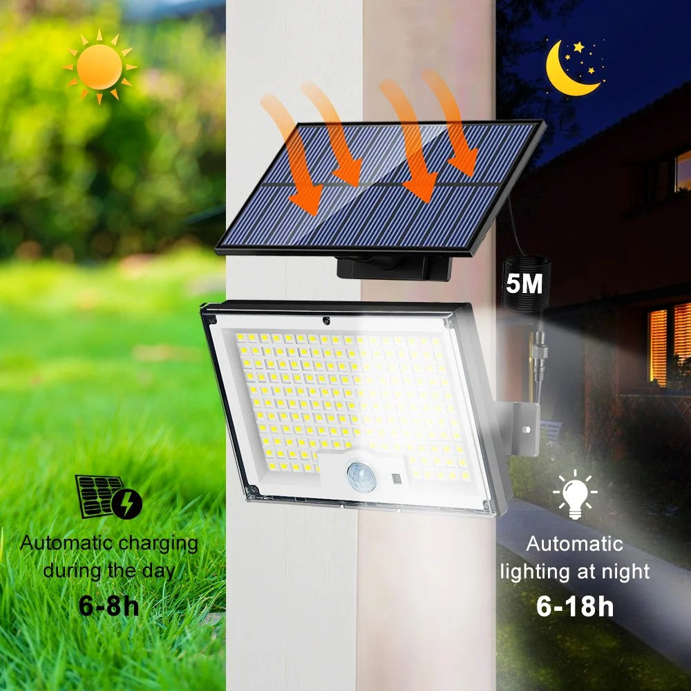 600W 344LED Outdoor Solar Led Lights 3 Modes Motion Sensor Solar Flood Lights Waterproof Security Lights Exterior Solar Lamp