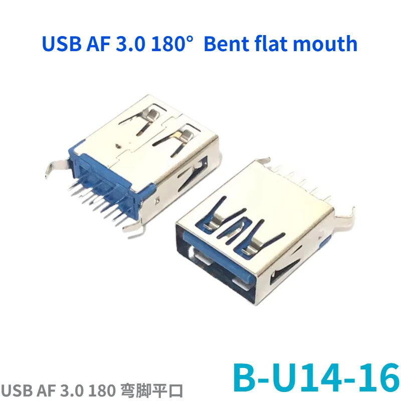 5PCS  USB Connector 3.0 A-type Female Socket AF Type 90 Degree Side Plug 180 Degree USB 3.0 B-port Printer Data
