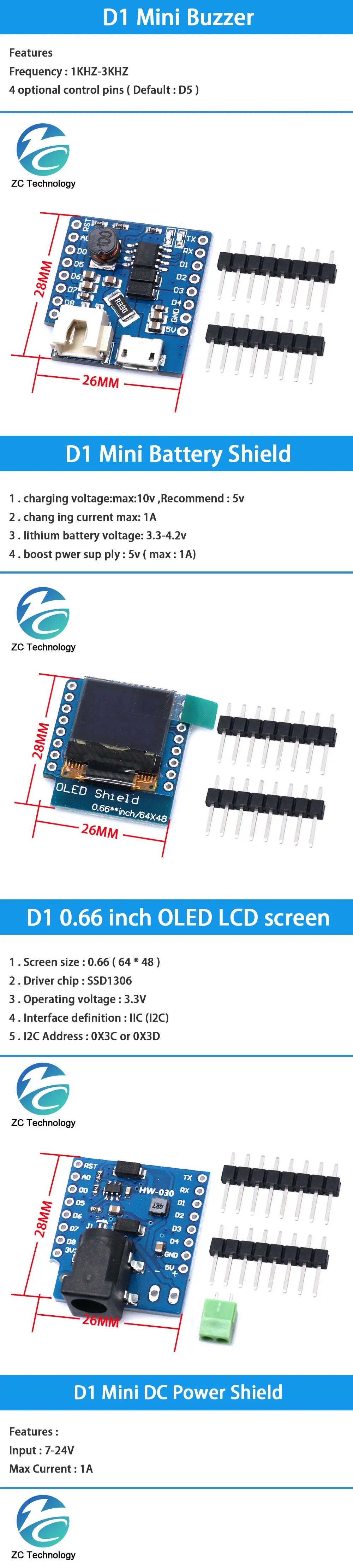 ESP8266 D1 Mini Pro WiFi Development Board NodeMcu DHT11 OLED SHT30 Relay DS18B20 BMP180 Battery Power TF Card for WeMos DIY Kit