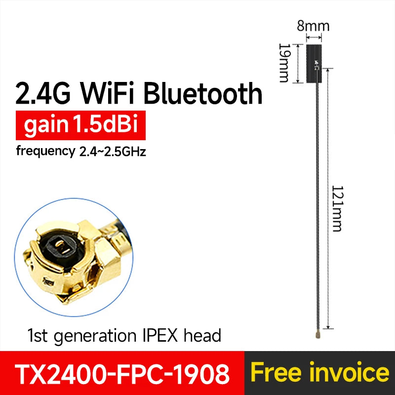 10PCS 2.4G Antenna FPC CDSENET TX2400-FPC Build in Antenna Small Size Interface Light Weight Small Size