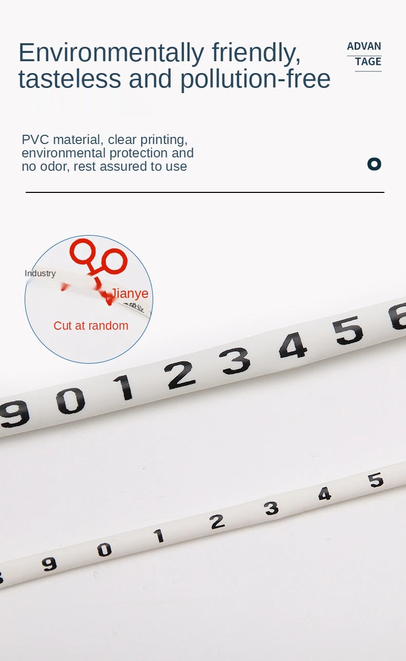 1000PCS Plastic heat shrink tubing cable marker label Wire Number 0 to 9 1-50mm white  cable markers insulation shrink ratio 2:1